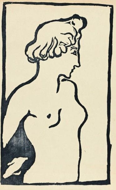 Louis VALTAT (1869-1952)
Femme en buste vers la droite. Bois gravé. 155 x 260. Impression en bleu foncé. Très belle épreuve sur japon, du tirage pour le supplément de La Plume. Pli horizontal en pied. Toutes marges.																												