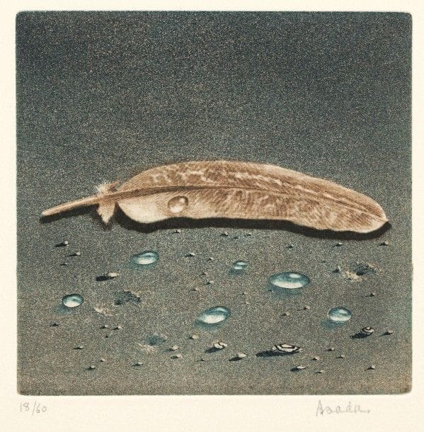 Takashi Asada (japonais, né en 1928)
Paysage de terre ; L’Eau ; sujets divers. Eau-forte et aquatinte ; manière noire. Formats divers. Parfaites épreuves, certaines imprimées en couleurs, justifiées ou numérotées et signées au crayon. Légère trace d’oxydation à une pl. Toutes marges. Ens. 8 p. 																												
