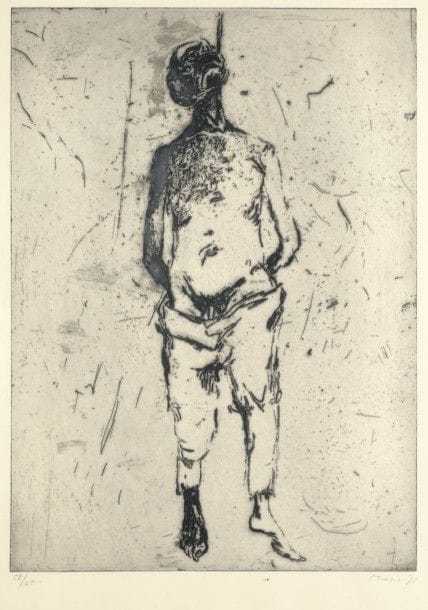 Zoran Muši? (slovène, 1909-2005)
Nous ne sommes pas les derniers, pl. 2. 1970. Eau-forte. 403 x 565. Très belle épreuve sur vélin blanc, numérotée, signée et datée au crayon. Toutes marges. Tirage à 65 épreuves. Cadre. 																												