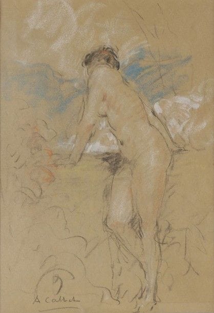 Antoine CALBET (1860-1944)
Baigneuse
Dessin au crayon noir et rehauts de gouache.
Signé en bas à gauche.
31 x 21,5 cm