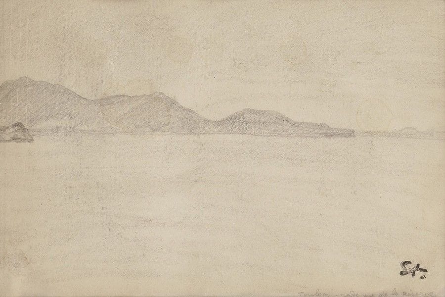 Théophile Alexandre STEINLEN (1859-1923)
Toulon, rade vue de la réserve
Dessin au crayon noir et à l'estompe.
Porte le timbre du monogramme en bas à droite.
Situé.
14,5 x 22 cm

Ce dessin est répertorié dans les Archives du Catalogue Raisonné Steinlen actuellement en préparation par Madame Claude Orset et Madame Elisabeth Maréchaux Laurentin.
