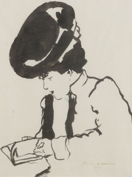 Marie LAURENCIN (1885-1956)
Femme au chapeau lisant, 1906
Dessin à l'encre de chine.
Signé et daté en bas à droite.
21 x 16,5 cm

Provenance : 
Succession Jacques et Ester Topiol, ancienne galerie Jaquester, Paris.