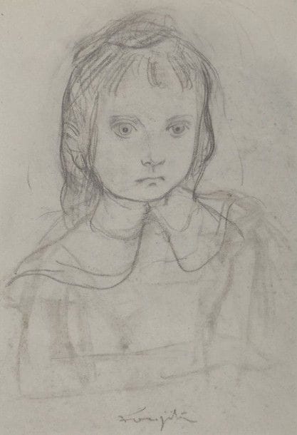 Léonard Tsuguharu FOUJITA (1886-1968)
Fillette au grand col, vers 1950
Dessin à la mine de plomb et estompe sur papier calque.
Signé en pied au crayon.
24,6 x 17,5 cm

Provenance : 
Succession Kimiyo Foujita, vente du 9 décembre 2013.

Un certificat de la Maison de vente Cornette de Saint Cyr sera remis à l'acquéreur.