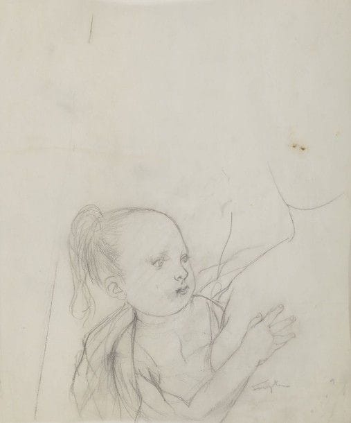 Léonard Tsuguharu FOUJITA (1886-1968)
Fillette contre le sein maternel
Dessin à la mine de plomb sur papier calque.
Signé en bas à droite.
(Traces de plis. Deux points de rouille à droite).
29,4 x 25,1 cm

Provenance : 
Succession Kimiyo Foujita, vente du 8 décembre 2013.

Un certificat de la Maison de vente Cornette de Saint Cyr sera remis à l'acquéreur.
