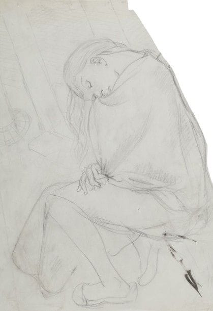 Léonard Tsuguharu FOUJITA (1886-1968)
Sur le boulevard, 1956
Dessin à la mine de plomb et estompe sur papier calque découpé.
(Quelques petits accidents et traces de plis ; traits d'essuyage de pinceau et d'encre de Chine en bas à droite).
49,8 x 35,4 cm

Provenance : 
Succession Kimiyo Foujita (timbre sec  de la vente Cornette de Saint-Cyr des 28 et 29 octobre 2013).

Un certificat de la Maison de vente Cornette de Saint Cyr sera remis à l'acquéreur.
Dessin préparatoire à l'huile sur toile éponyme (S. Buisson, Léonard-Tsuguharu Foujita, vol. 1, Paris, ACR éditions, n° 57.56).