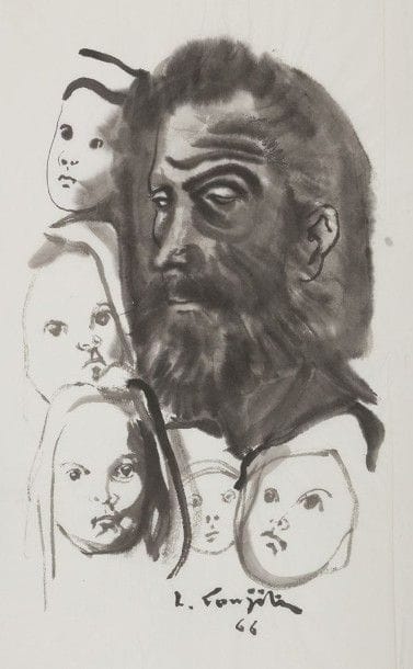 Léonard Tsuguharu FOUJITA (1886-1968)
Le Christ et les petits enfants, 1966
Dessin au lavis d'encre de Chine sur japon mince.
Signé et daté au pinceau et à l'encre en pied.
(Nombreuses traces de plis).
34,5 x 22 cm

Provenance : 
Succession Kimiyo Foujita, vente du 8 décembre 2013.

Un certificat de la Maison de vente Cornette de Saint Cyr sera remis à l'acquéreur.

Dessin à rapprocher des têtes de Christ réalisées la même année pour la chapelle Notre-Dame de la Paix à Reims (cf. S. Buisson, Léonard-Tsuguharu Foujita, Paris, ACR éditions, vol. 1, n° 66.09 et 66.31).
