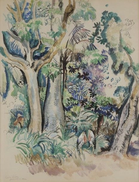 Louis RIOU (1893-1958)
Alger, Jardin d'essai, vers 1927
Dessin à l'encre et aquarelle.
Signé et titré en bas à gauche.
63 x 49 cm