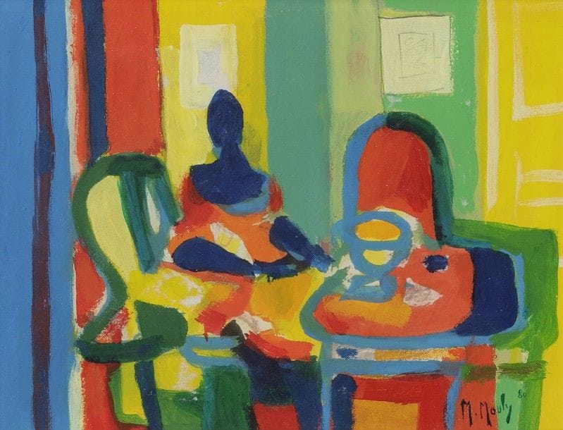 Marcel MOULY (1918-2008)
Femme dans un intérieur, 1980
Gouache.
Signée et datée en bas à droite.
18 x 24 cm