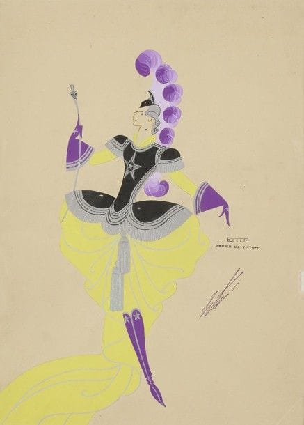 Romain de Tirtoff ERTÉ (1892-1990)
La Grand Duchesse - Fritz en tenue d'officier et La Grande Duchesse, 1945
Deux gouaches.
Portent le timbre de la signature.
(Manque de papier à l'une).
37 x 26 cm chacune
