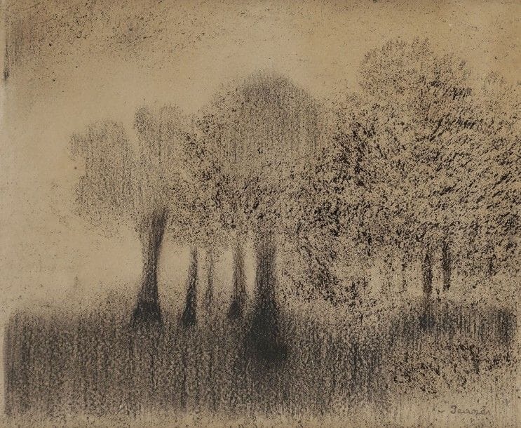 Sigismond JEANÉS (1862-1952)
Arbres
Dessin au fusain.
Signé en bas à droite.
19,5 x 24 cm