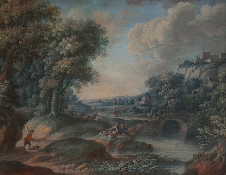 Ecole française de la fin du XVIIIe siècle
Paire de paysages fluviaux animés
Gouache
28 x 32 cm