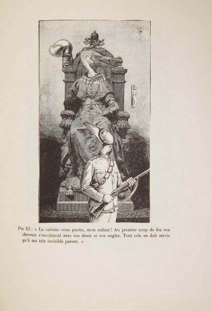 ERNST (Max).
Rêve d’une petite fille qui voulut entrer au Carmel.
Paris : Éditions du Carrefour, 1930. — In-4, 268 x 204 : (88 ff.), couverture illustrée. Broché, non rogné, chemise à dos plat de chagrin noir et étui de Devauchelle. Édition originale tirée à 1063 exemplaires, du second roman-collage de Max Ernst, illustrée de 80 collages reproduits en noir.
UN DES 40 EXEMPLAIRES SUR HOLLANDE PANNEKOEK.
Exemplaire parfaitement conservé malgré le dos passé.