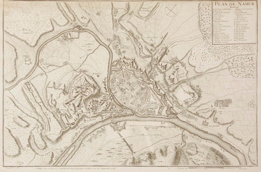 LEROUGE (Georges-Louis).
Recueil contenant des cartes nouvelles dressées sur des morceaux levés sur les lieux et les mémoires les plus nouveaux. Paris, Lerouge, 1742. — Grand in-folio, cartonnage recouvert de papier marbré (reliure de l’époque). Large étiquette de papier collée sur le premier plat donnant le titre en abrégé et l’inventaire des cartes contenues dans cet atlas. Reliure frottée, éraflures. Exemplaire très frais intérieurement. 555 x 380 mm Illustré d’un titre gravé et de 54 cartes et plans gravés de batailles et de villes d’Europe. Ces plans servent à illustrer le conflit européen qu’est la guerre de Succession d’Autriche : nord de la France (Lille), Belgique (Bruxelles, Anvers, Ostende), Pays-Bas (Maastricht, Breda, Berg-op-Zoom), Luxembourg, Silésie (Molwitz), Bohême (Prague, Pisek), Italie (Coni, Parme), Allemagne et Autriche (Vieux Brisac, Vienne)… Quelques plans de batailles sont partiellement coloriés à l’époque.
 
Lot présenté par Mme Loeb-Larocque - Expert membre du SFEP - 31, rue de Tolbiac 75013 Paris
Tél.: 01 44 24 85 80 / 06 11 80 33 75 - beatrice@loeb-larocque.com