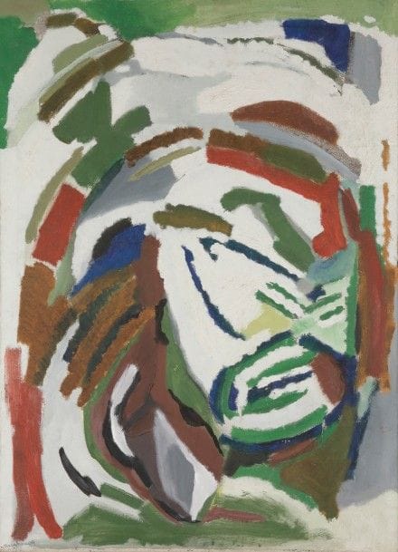 H. BERGHANER (XXème)
Composition, 1964
Huile sur toile.
Signée et datée en bas à droite.
(Accident).
100 x 73 cm
