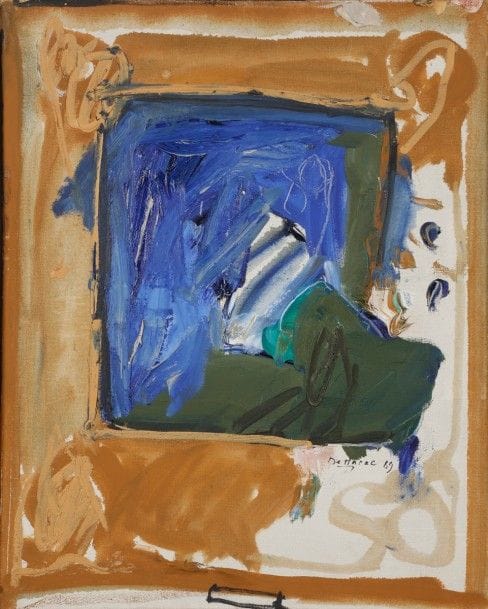 Michèle DESTARAC (née en 1943)
Portrait de paysage n°5, 1989
Huile sur toile.
Signée et datée en bas à droite.
Titrée au dos sur le châssis.
81 x 65 cm
Provenance :
Galerie Ariel, Paris.