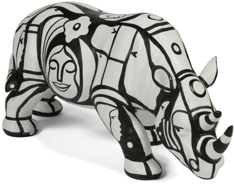 Jean GANGLOFF (né en 1955)
Rhinocéros
Sculpture en résine peinte.
Signée sous une patte.
Hauteur : 18 cm