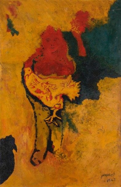 Charles MARCON (né en 1920)
Personnages, 1962
Huile sur panneau.
Signée et datée en bas à droite.
100 x 65 cm