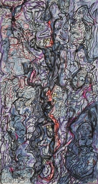 Jean-François OZENDA (1923-1976)
Personnages, 1969
Technique mixte sur papier.
Signée et datée en bas à droite.
50 x 27 cm