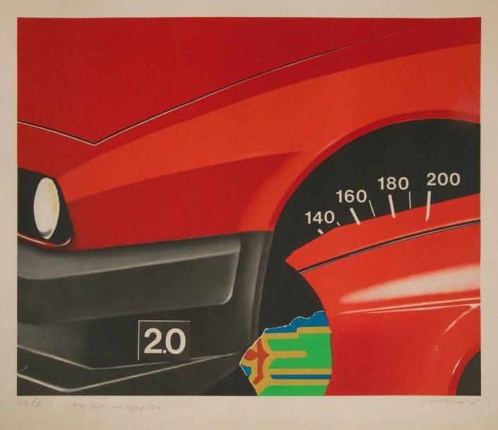 Peter KLASEN [allemand] (né en 1935)
Voiture
Lithographie.
Signée et numérotée sur 50.
50 x 65 cm