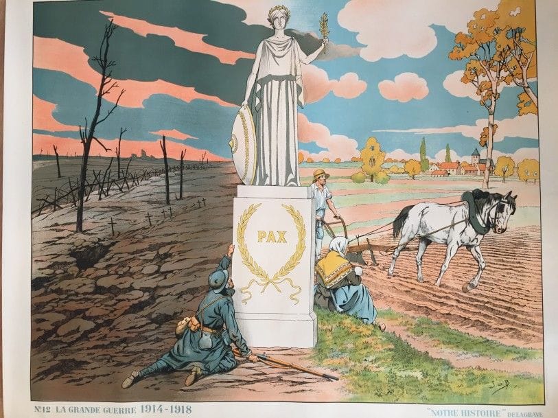 AFFICHE. 10 affiches sur l'Histoire de France par JOB, éditions "Notre Histoire", Delgrave (accidents et manques).