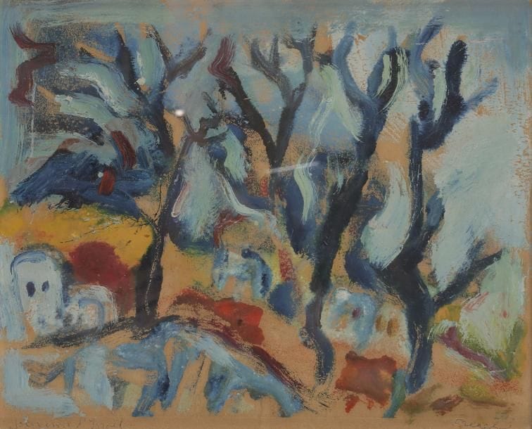 Isaac FRENKEL dit FRENEL (1899-1981) 
Souvenir d’Israël 
Huile sur papier. 
Signée et titrée en pied. 
19 x 23 cm