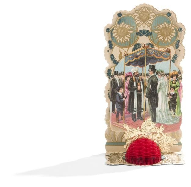 [SHANAH TOVAH] Cartes de vœux de nouvel an hébraïque . 
Bel ensemble de 9 chromolithographies dépliantes tridimensionnelles (pop-up) dont 4 de grands formats. 
Début du XXe siècle. 