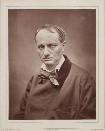 [Charles BAUDELAIRE (1821-1867)]. Photographie par Étienne Carjat ; 24 x 18 cm, montée sur carton (encadrée).
   Très beau portrait de Baudelaire par Étienne Carjat (1863), en superbe tirage par par le procédé photoglyptique par la Maison Goupil, d’après le négatif au collodion humide, pour la Galerie contemporaine des illustrations françaises en 1878.
