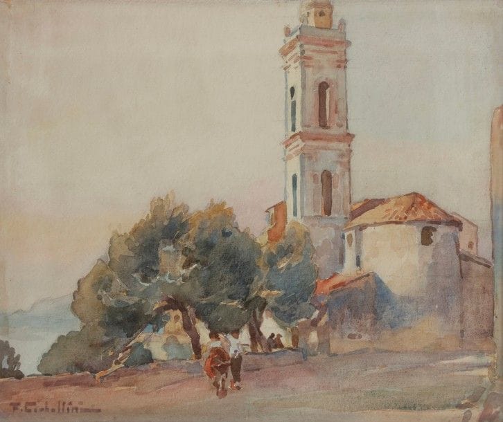 François CORBELLINI (1863-1943)
Village corse
Aquarelle.
Signée en bas à gauche.
27 x 32.5 cm