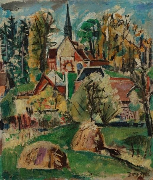 François DESNOYER (1894-1972)
Village
Huile sur toile contrecollée sur isorel.
Signée en bas à droite.
52 x 44.5 cm
Cette œuvre sera incluse dans le Catalogue Raisonné actuellement en préparation par Monsieur Jean-Pierre Joubert .