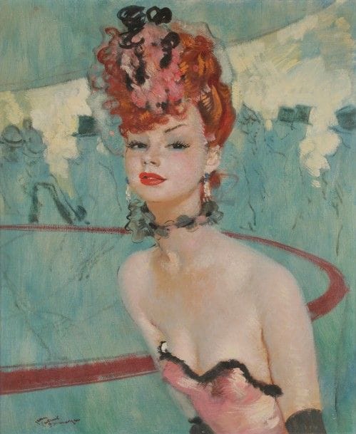 Jean-Gabriel DOMERGUE (1889-1962)
Maya au promenoir
Huile sur toile.
Signée en bas à gauche.
Titrée au dos sur le châssis.
73 x 60 cm
Provenance : 
Galerie des Champs-Elysées, Paris (cachet au dos).
L’œuvre figure dans les archives de l’artiste par Monsieur Noé Willer.
