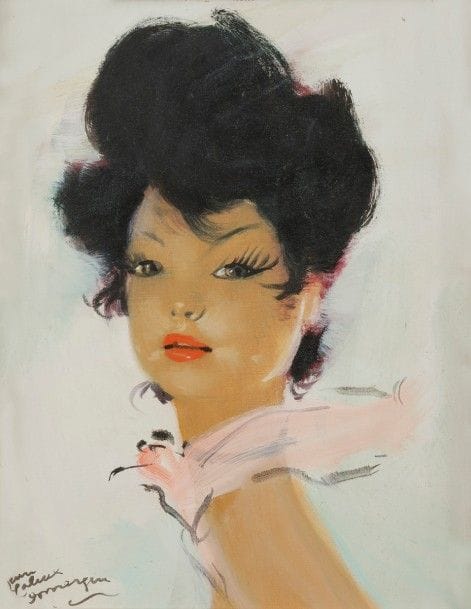 Jean-Gabriel DOMERGUE (1889-1962)
Loÿse
Huile sur isorel.
Signée en bas à gauche.
Titrée au dos.
24 x 19 cm.
L’œuvre figure dans les archives de l’artiste par Monsieur Noé Willer