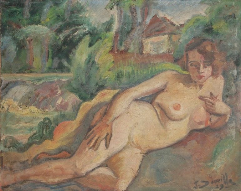 Jean DORVILLE (1902-1985)
Nu étendu, 1929
Huile sur toile.
Signée et datée en bas à droite.
51 x 65 cm