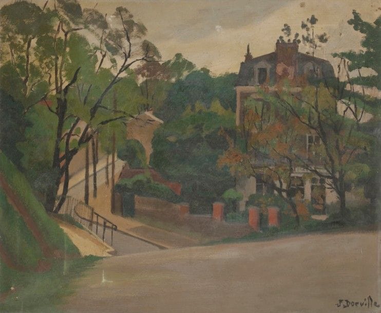 Jean DORVILLE (1902-1985)
Maison bourgeoise
Huile sur toile.
Signée en bas à droite.
(Usures).
60 x 73 cm