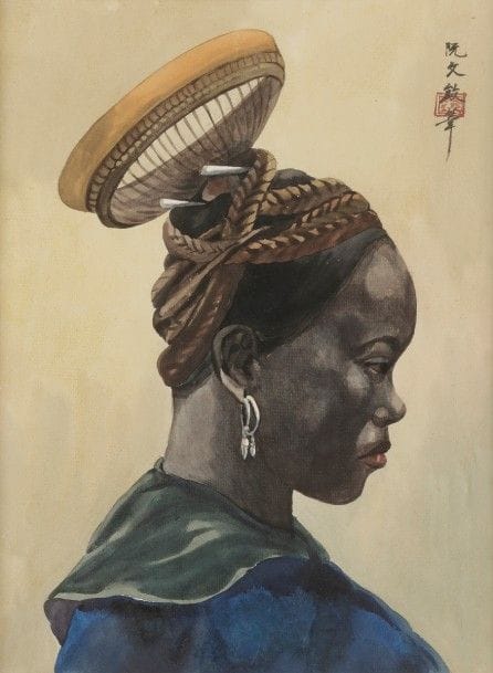ÉCOLE ASIATIQUE
Femme africaine
Aquarelle.
Signée en haut à droite.
31 x 22.5 cm