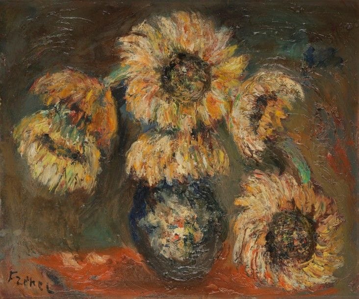 Isaac FRENKEL dit FRENEL (1899-1981)
Vase de tournesol
Huile sur toile.
Signée en bas à droite.
46 x 55 cm
