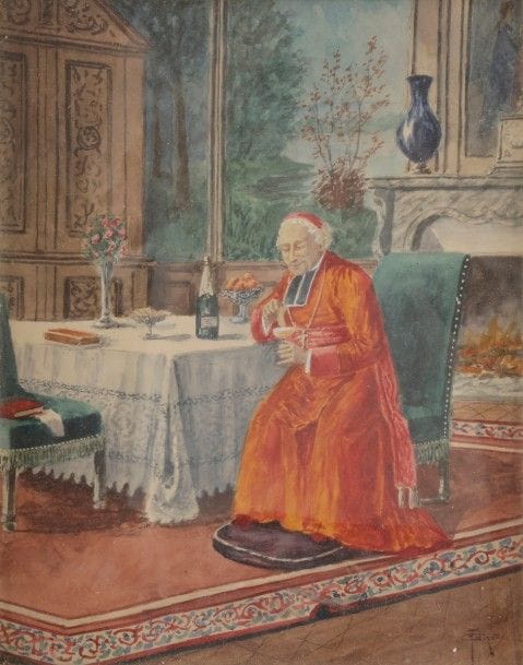François Joseph GIROT (1873-1916)
Prélat
2 aquarelles.
L’une signée.
33 x 25.5 cm chaque