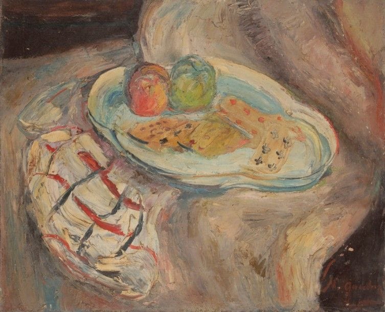 Nicolas GUSCHIN (1890-1964)
Nature morte
Huile sur toile.
Signée en bas à droite.
Signée au dos.
(Manques).
60 x 73 cm