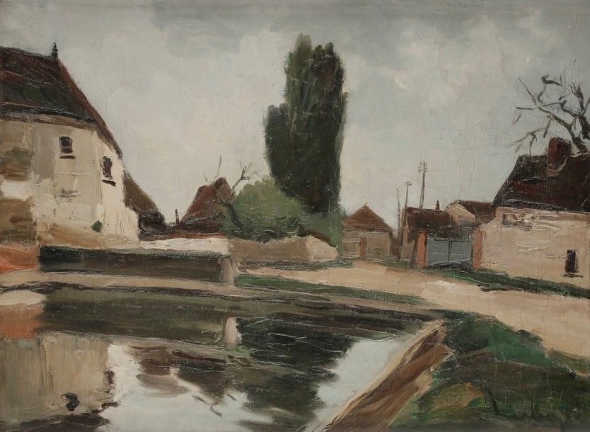 Fernand HERBO (1905-1995)
Village
Huile sur toile.
Signée en bas à droite.
(Craquelures).
46 x 61 cm