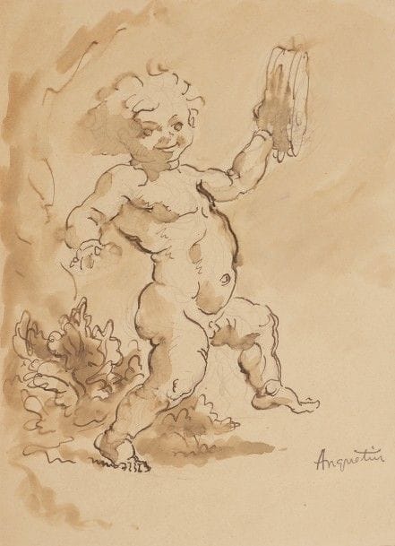 Louis ANQUETIN (1861-1932)
Deux études d’enfants
Plume et encre brune, lavis d’encre sur traits de crayon noir.
Signées en bas à droite. 
25,8 x 18,4 les deux