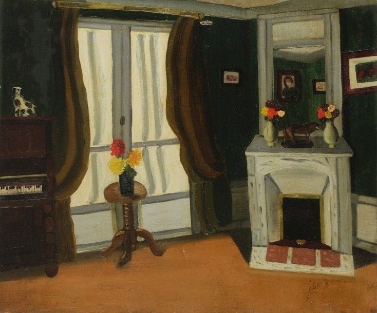 Juliette JUVIN (1896-?)
Intérieur au piano, 1927
Huile sur toile.
Signée et datée en bas à droite.
(Accident et restaurations).
54 x 65 cm