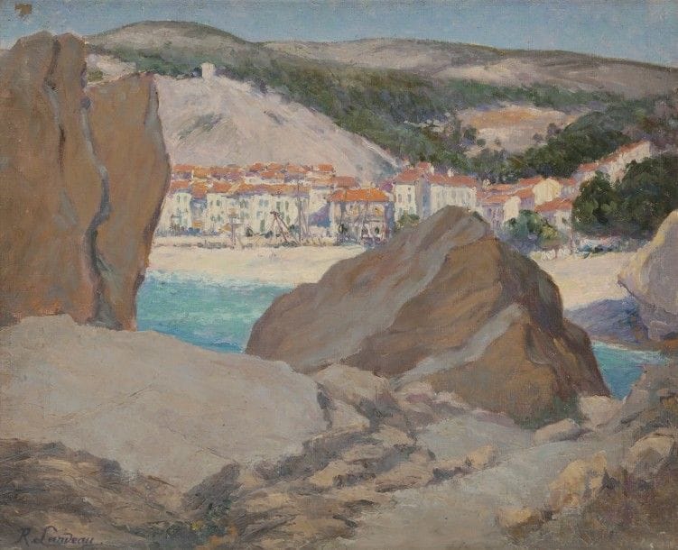 Remy E. LANDEAU (1859-1934)
Port en Corse
Huile sur toile.
Signée en bas à gauche.
38 x 46 cm