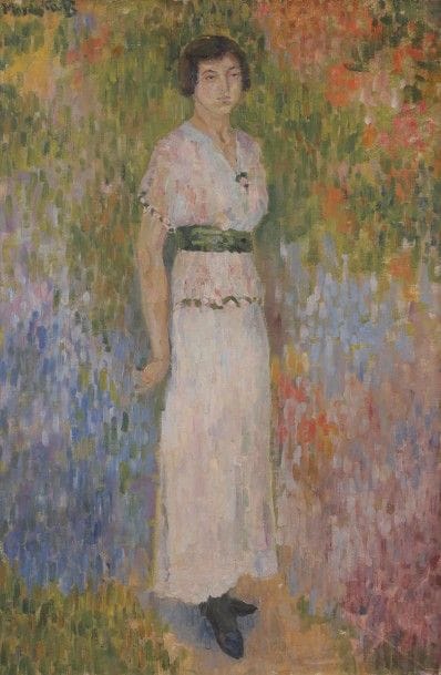 MANE-KATZ (1884-1962)
Femme en robe
Huile sur toile.
Signée en haut à gauche.
(Restaurations). 
81 x 54 cm