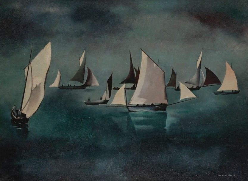 Jean MAREMBERT (1900-1968)
Marine, vers 1930-35
Huile sur toile.
Signée en bas à droite.
61 x 81 cm
Cette œuvre sera incluse dans le Catalogue Raisonné de Jean Marembert en cours de préparation par Monsieur Axel de Heeckeren.