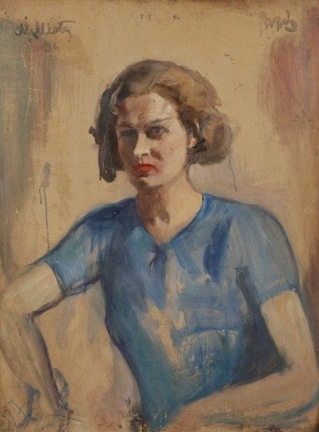 Nikolaj Dmitrievic MILIOTI (1874-1962)
Portrait de femme, 1936
Huile sur carton double-face.
Signée et datée en haut à gauche.
84 x 63 cm