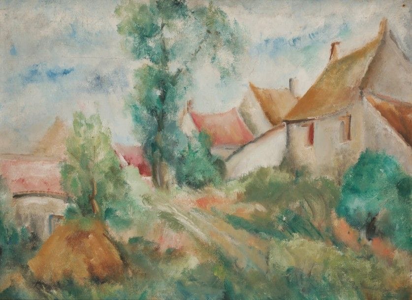 José PALMEIRO (1903-1984)
Maisons à la campagne, 1929
Huile sur toile.
Signée en bas à droite.
54 x 73 cm