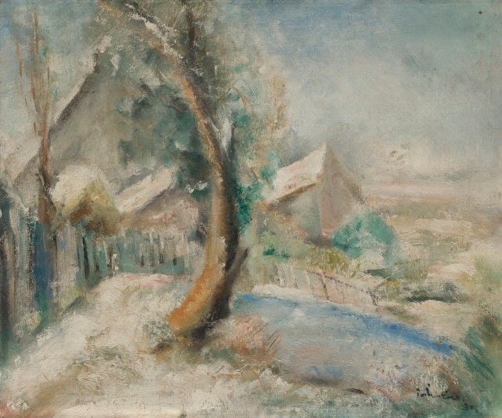 José PALMEIRO (1903-1984)
Paysage de neige, 1931
Huile sur toile.
Signée et datée en bas à droite.
65 x 54 cm