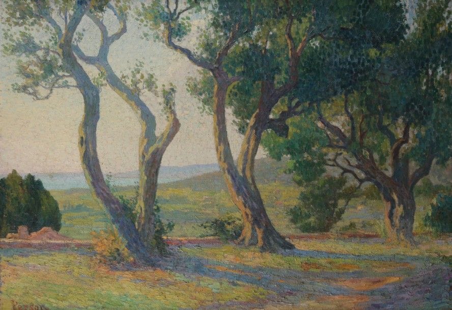Henri PERSON (1876-1926)
Oliviers le matin
Huile sur toile.
Signée en bas à gauche.
83 x 120 cm
Nous remercions Madame Bossard, petite fille de l’artiste, d’avoir confirmé l’authenticité de cette œuvre.