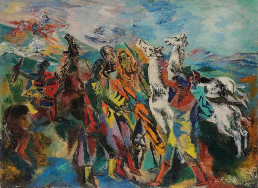 Valentine PRAX (1897-1981)
Fantasia
Huile sur toile.
Signée en bas à droite.
Titrée au dos.
60 x 81 cm