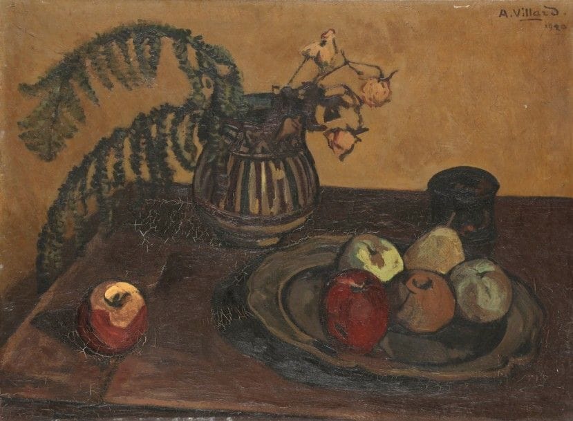Antoine VILLARD (1867-1934)
Nature morte, 1920
Huile sur toile.
Signée et datée en haut à droite.
(Craquelures).
54 x 73 cm