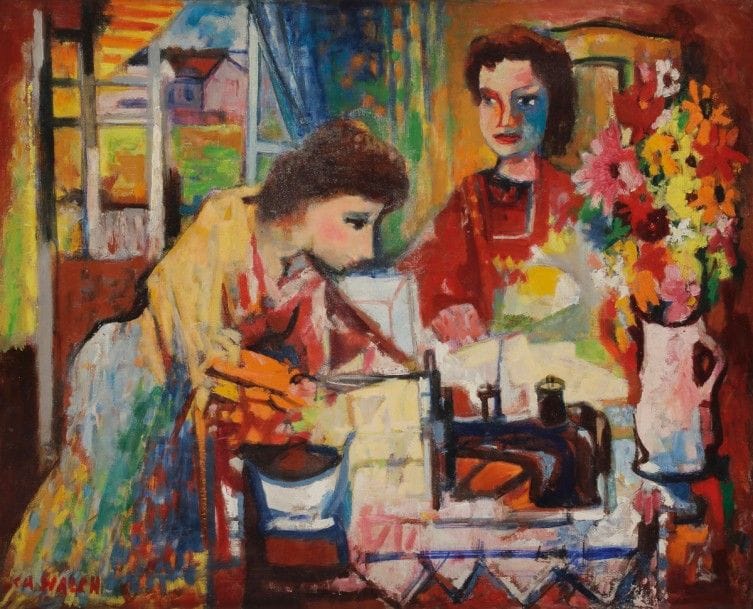 Charles WALCH (1896-1948)
La Couture
Huile sur toile.
Signée en bas à gauche.
50 x 61 cm